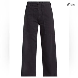 Mother wide leg jeans the quartet breaker flood faded black size 26 high rise